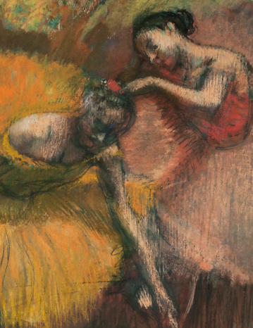 Close-up view of an Impressionist print showcasing loose brushstrokes and vibrant colours